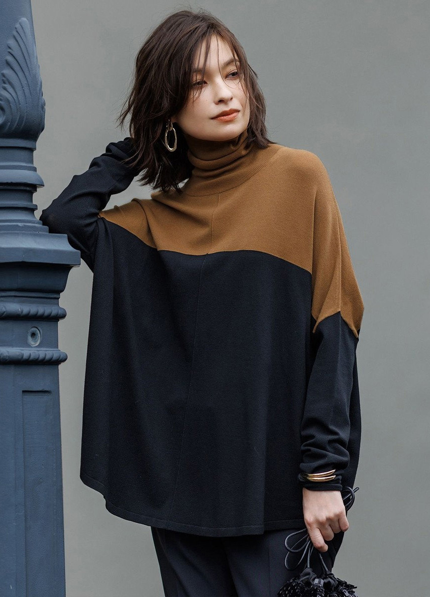 定番寬版高領針織上衣